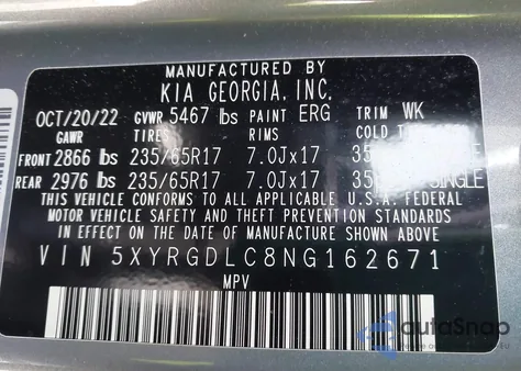 2022 Kia Sorento Lx from USA, damaged, VIN 5XYRGDLC8NG162671